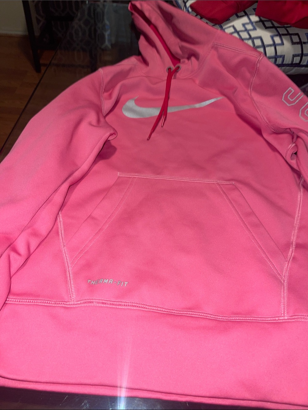Nike Pink Therma-FIT Pullover Hoodie with White Swoosh